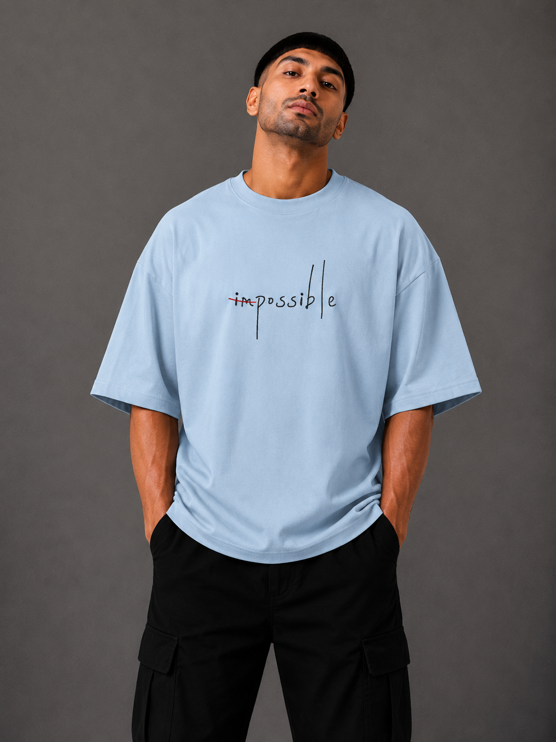 Zellee "Mindset" Oversized Embroidered Relaxed Fit T-Shirt