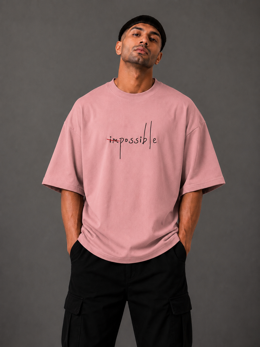 Zellee "Mindset" Oversized Embroidered Relaxed Fit T-Shirt