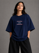 Zellee "Today" Line-Stitch Relaxed Fit Oversized T-Shirt