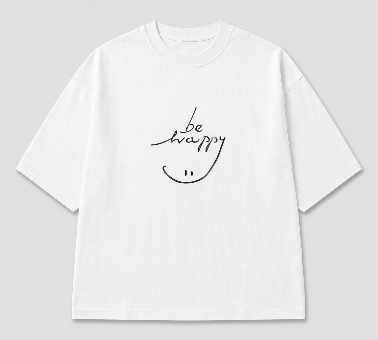 Zellee "Always Smile" Line-Stitch Relaxed Fit Oversized T-Shirt