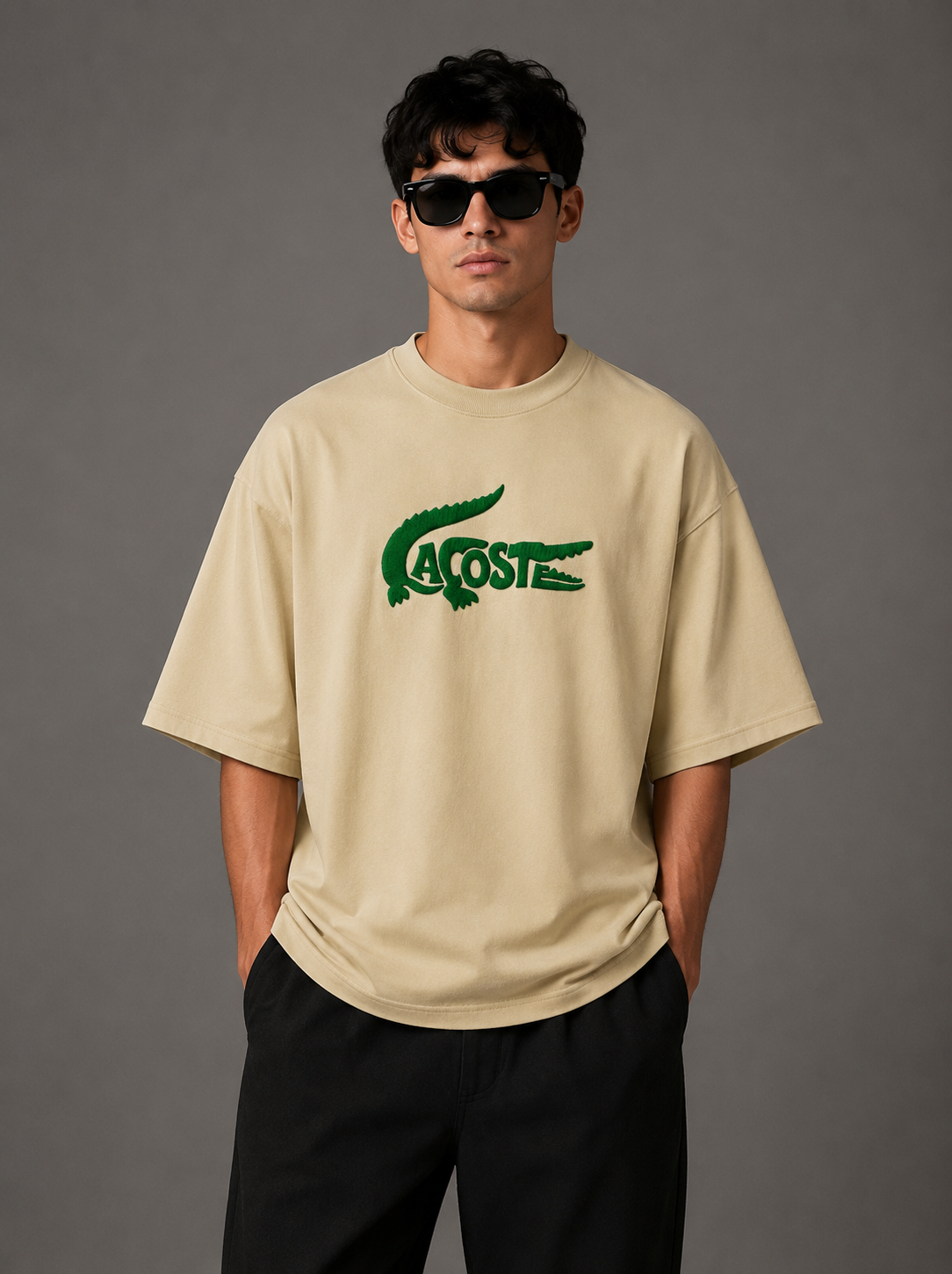 Zellee "Croc Silhouette" limited edition Embroidered Oversized Relaxed Fit T-Shirt