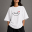 Zellee "Smile Heart" Line-Stitch Relaxed Fit Oversized T-Shirt