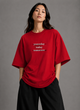 Zellee "Today" Line-Stitch Relaxed Fit Oversized T-Shirt