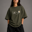 Zellee "Floral Smile" Line-Stitch Relaxed Fit Oversized T-Shirt