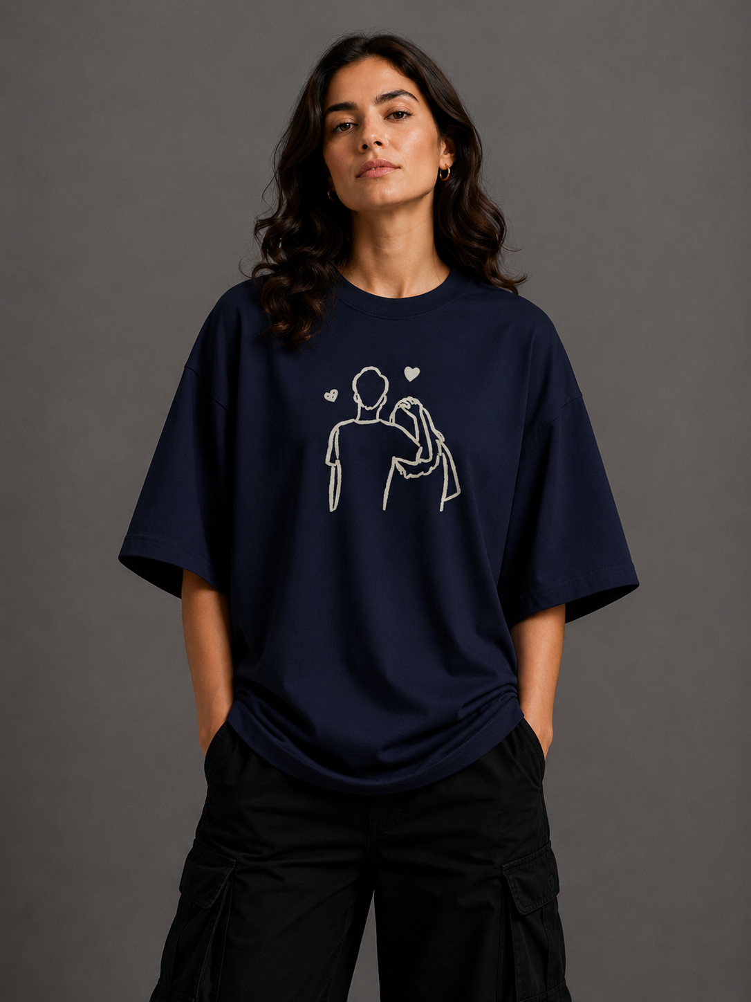 Zellee "Line-Stitch Love Edition" Heavyweight Oversized Relaxed Fit T-Shirt