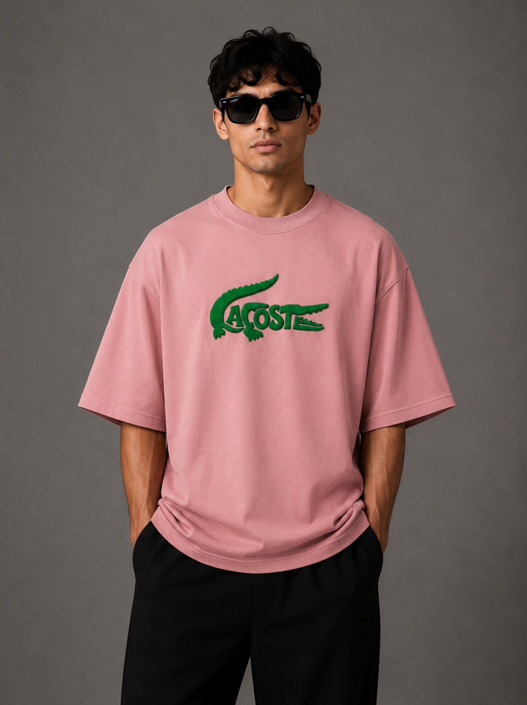 Zellee "Croc Silhouette" limited edition Embroidered Oversized Relaxed Fit T-Shirt