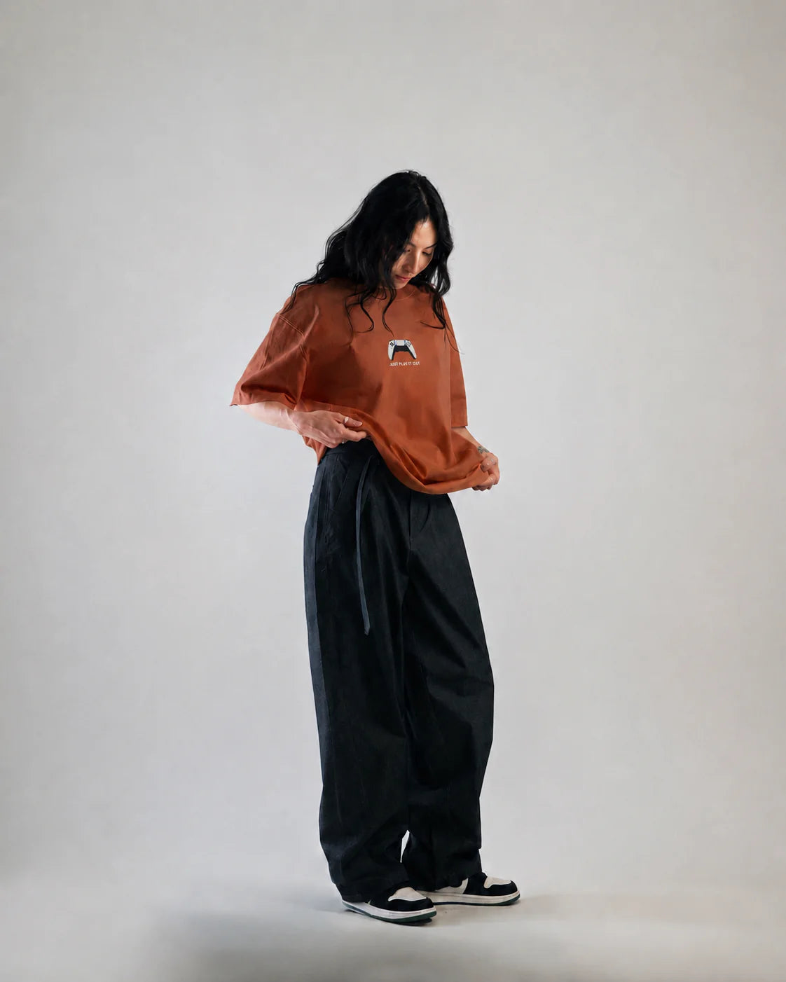 Zellee 'Just Play It Out' Premium Oversized Tee – Rust Terracotta