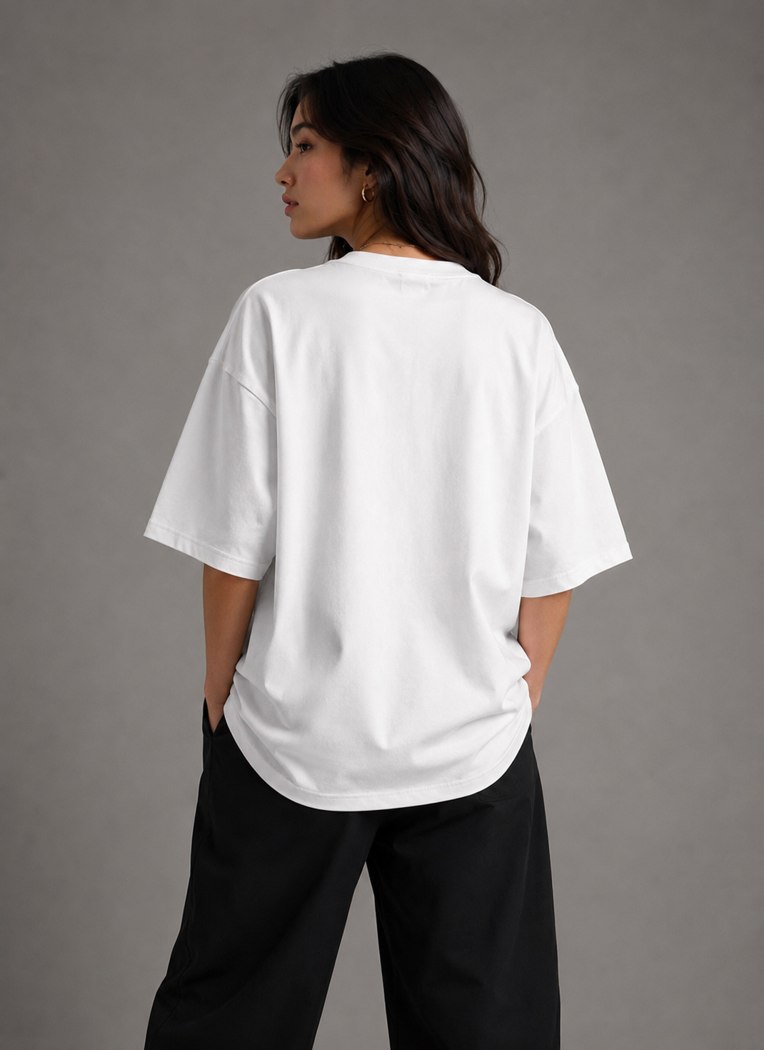 Zellee "Smile Heart" Line-Stitch Relaxed Fit Oversized T-Shirt