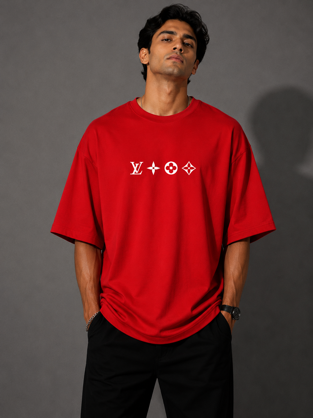 Zellee "Monogram Luxe" High-Density Embroidered Oversized Relaxed Fit T-Shirt