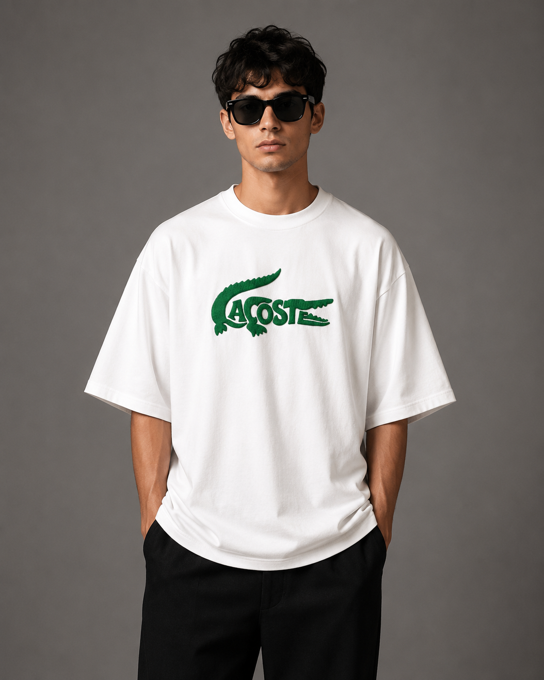 Zellee "Croc Silhouette" limited edition Embroidered Oversized Relaxed Fit T-Shirt