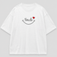 Zellee "Smile Heart" Line-Stitch Relaxed Fit Oversized T-Shirt