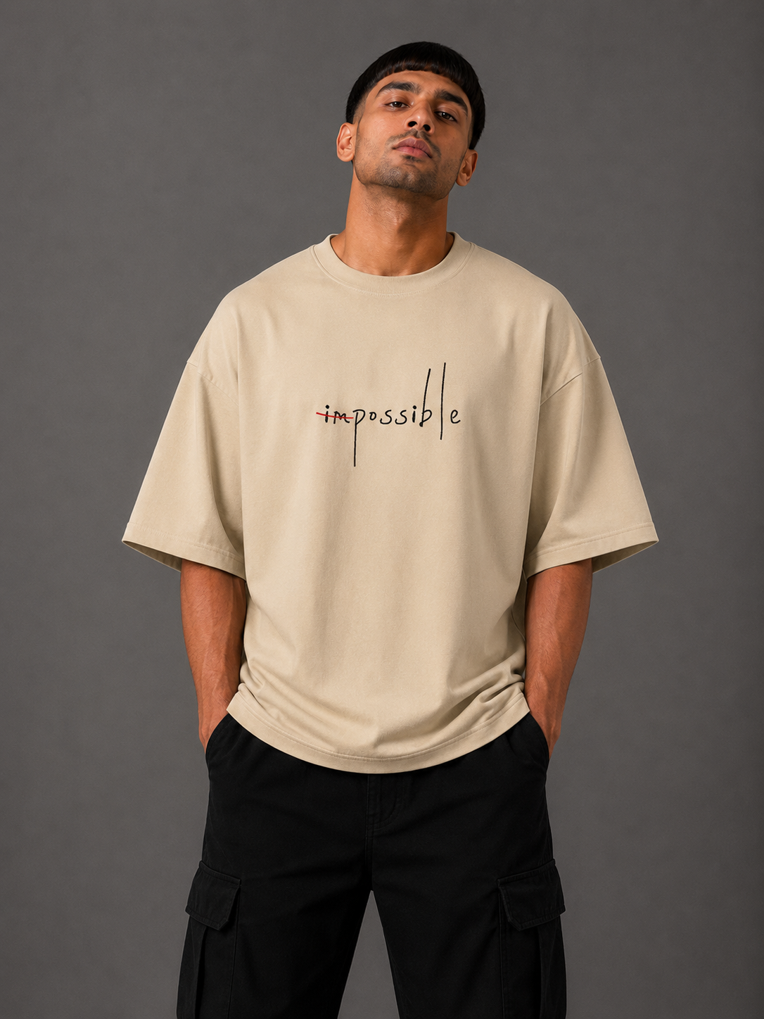 Zellee "Mindset" Oversized Embroidered Relaxed Fit T-Shirt