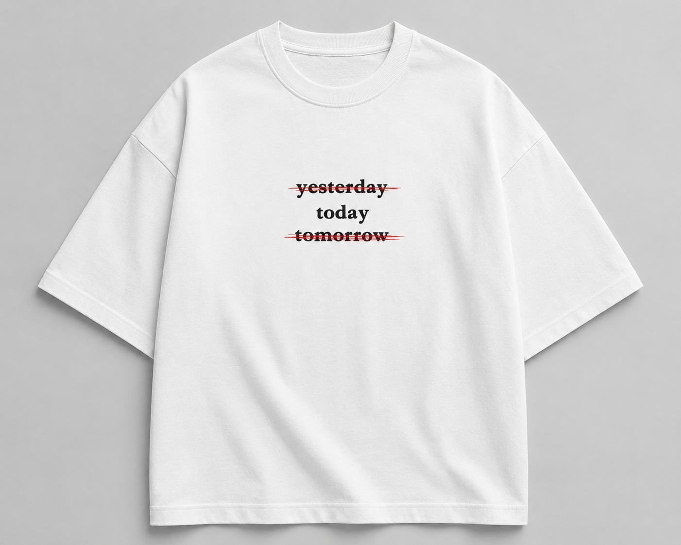 Zellee "Today" Line-Stitch Relaxed Fit Oversized T-Shirt