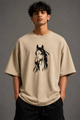 Zellee "Ink-Stitch Horse" Heavyweight Oversized Relaxed Fit T-Shirt