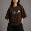 Zellee "Floral Smile" Line-Stitch Relaxed Fit Oversized T-Shirt