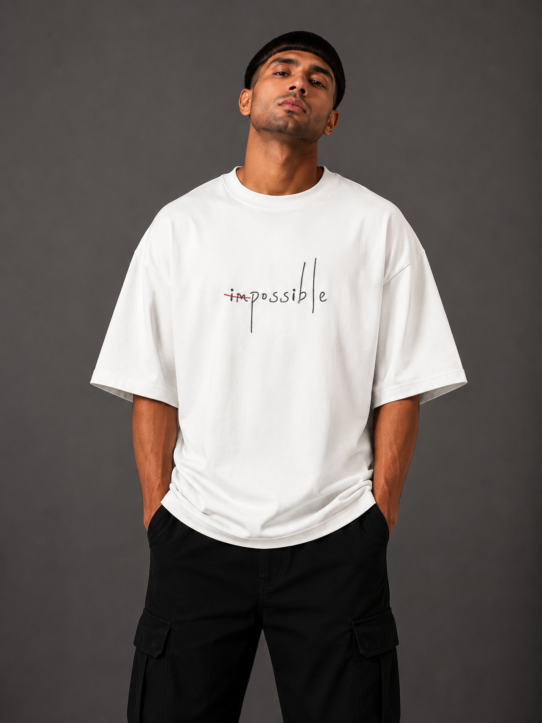 Zellee "Mindset" Oversized Embroidered Relaxed Fit T-Shirt