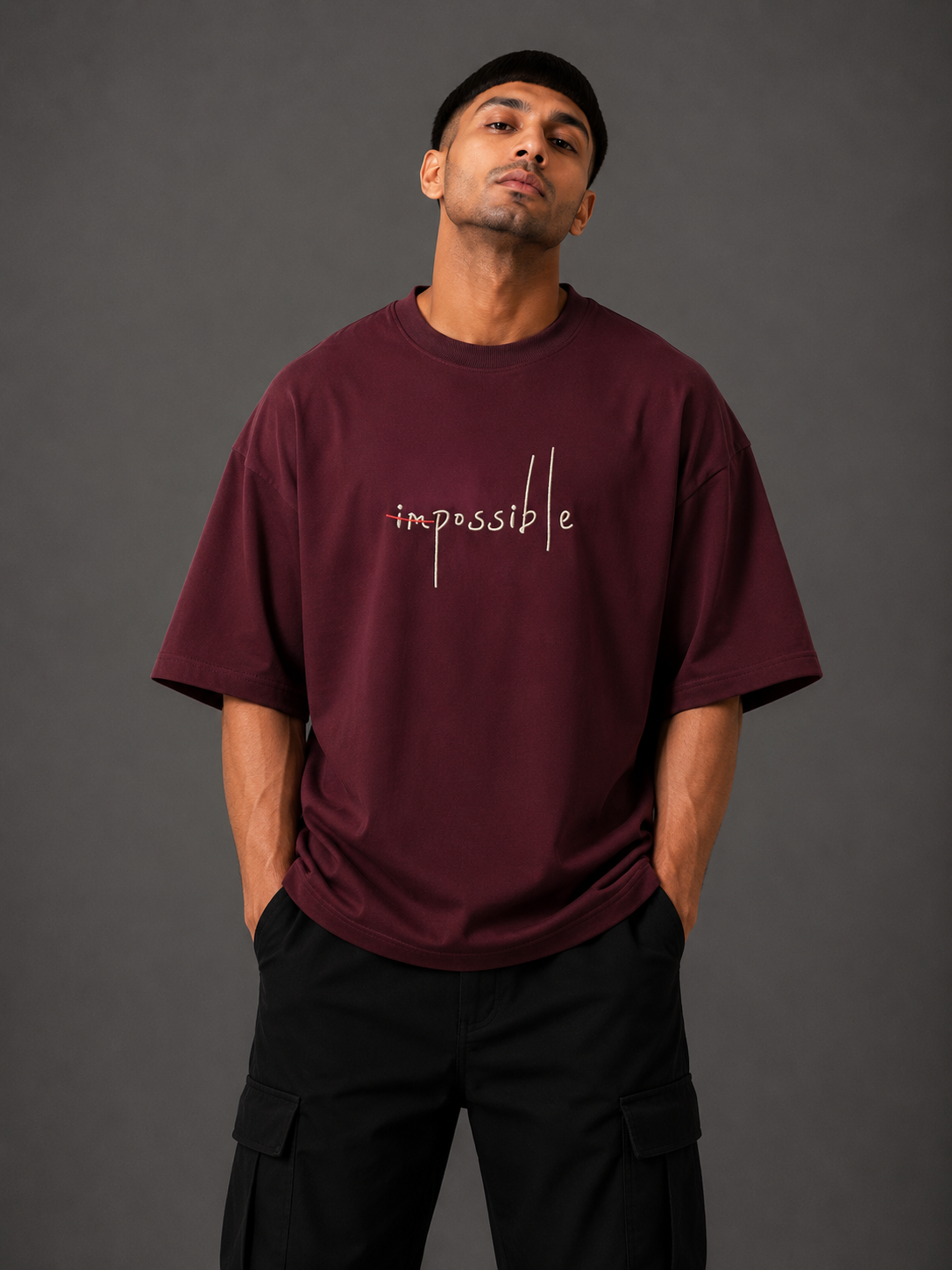 Zellee "Mindset" Oversized Embroidered Relaxed Fit T-Shirt