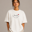 Zellee "Smile Heart" Line-Stitch Relaxed Fit Oversized T-Shirt