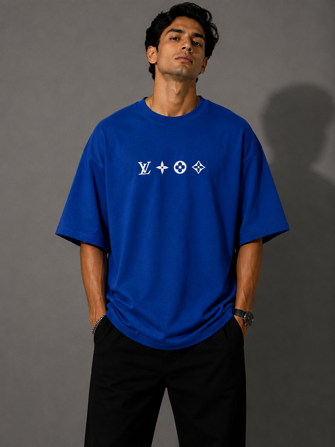 Zellee "Monogram Luxe" High-Density Embroidered Oversized Relaxed Fit T-Shirt