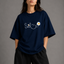 Zellee "Floral Smile" Line-Stitch Relaxed Fit Oversized T-Shirt