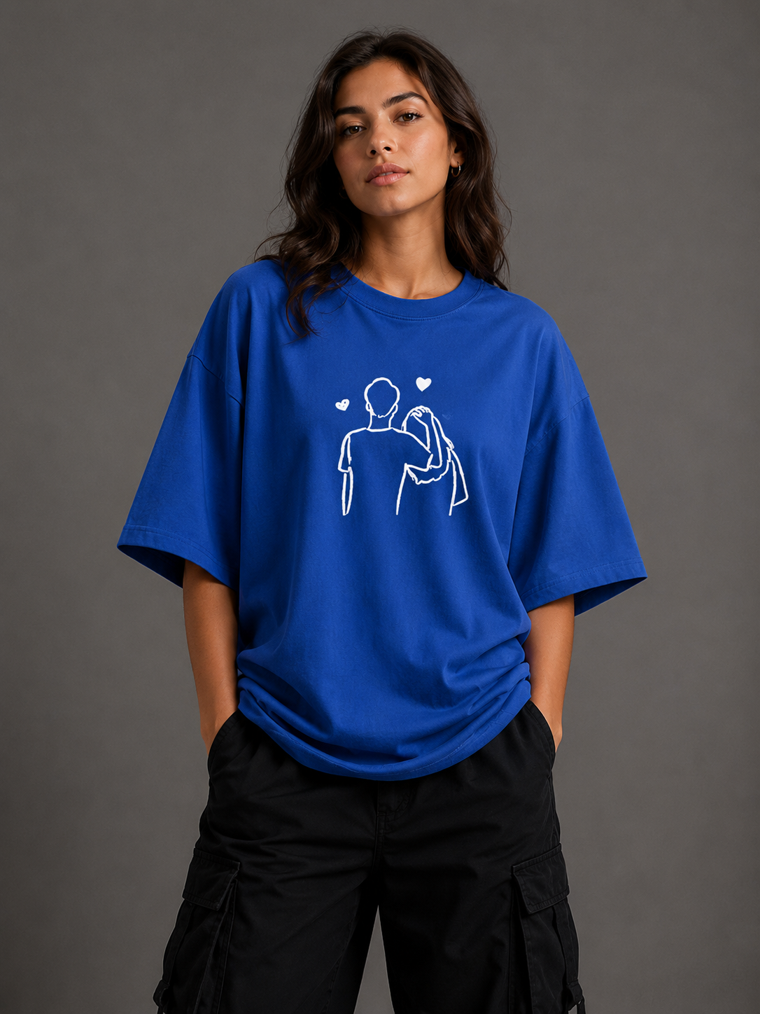 Zellee "Line-Stitch Love Edition" Heavyweight Oversized Relaxed Fit T-Shirt