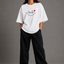 Zellee "Smile Heart" Line-Stitch Relaxed Fit Oversized T-Shirt