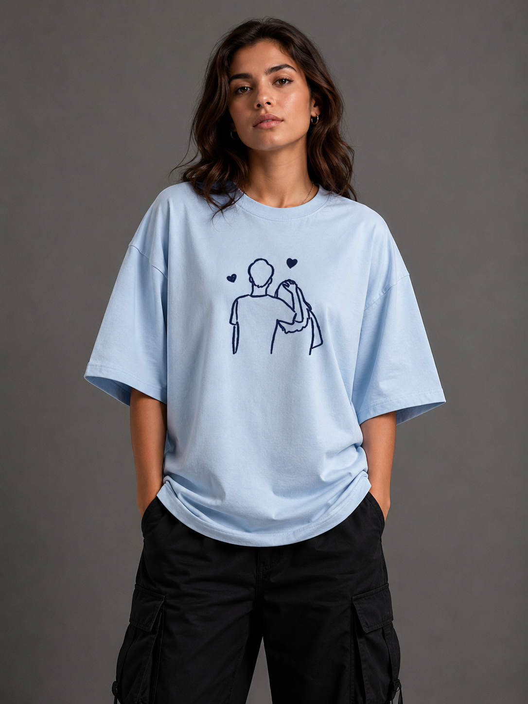 Zellee "Line-Stitch Love Edition" Heavyweight Oversized Relaxed Fit T-Shirt