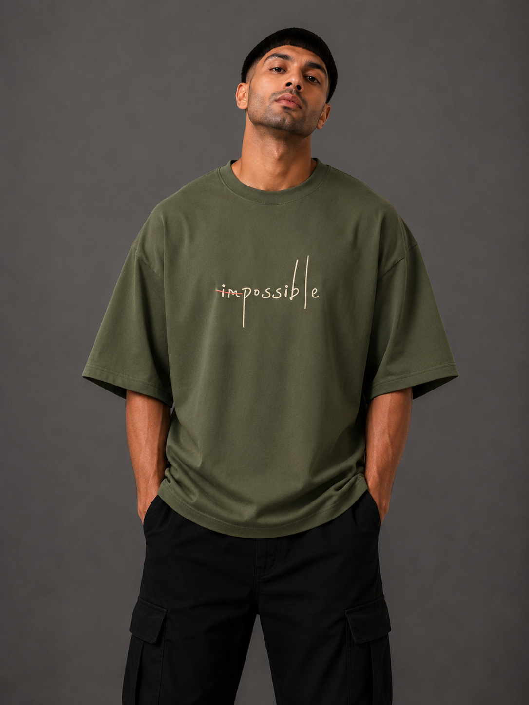 Zellee "Mindset" Oversized Embroidered Relaxed Fit T-Shirt