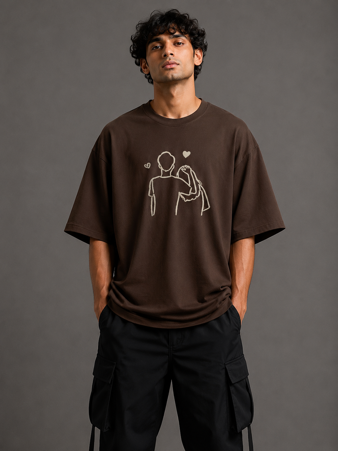 Zellee "Line-Stitch Love Edition" Heavyweight Oversized Relaxed Fit T-Shirt