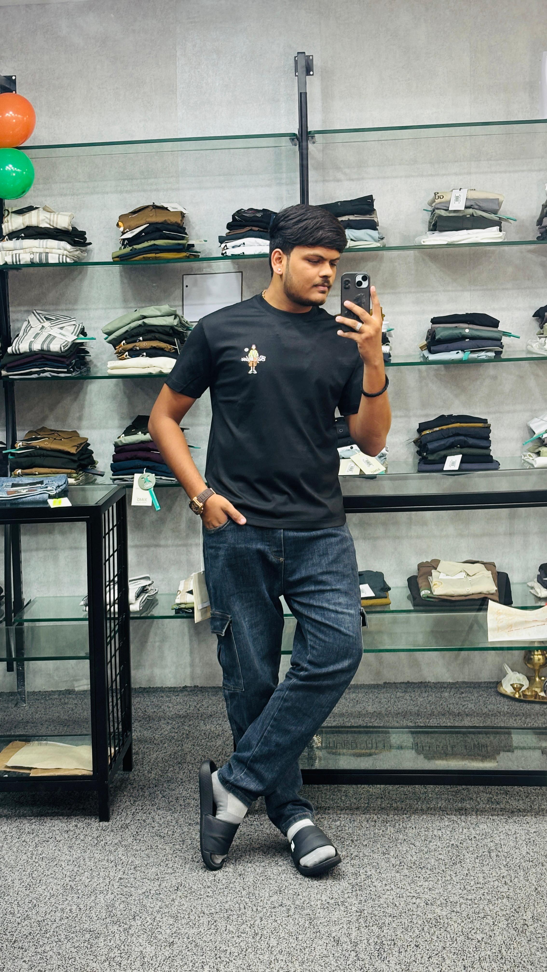 Zellee Imported Oversize Back Printed T-shirt For Mens And Boys(BLACK)