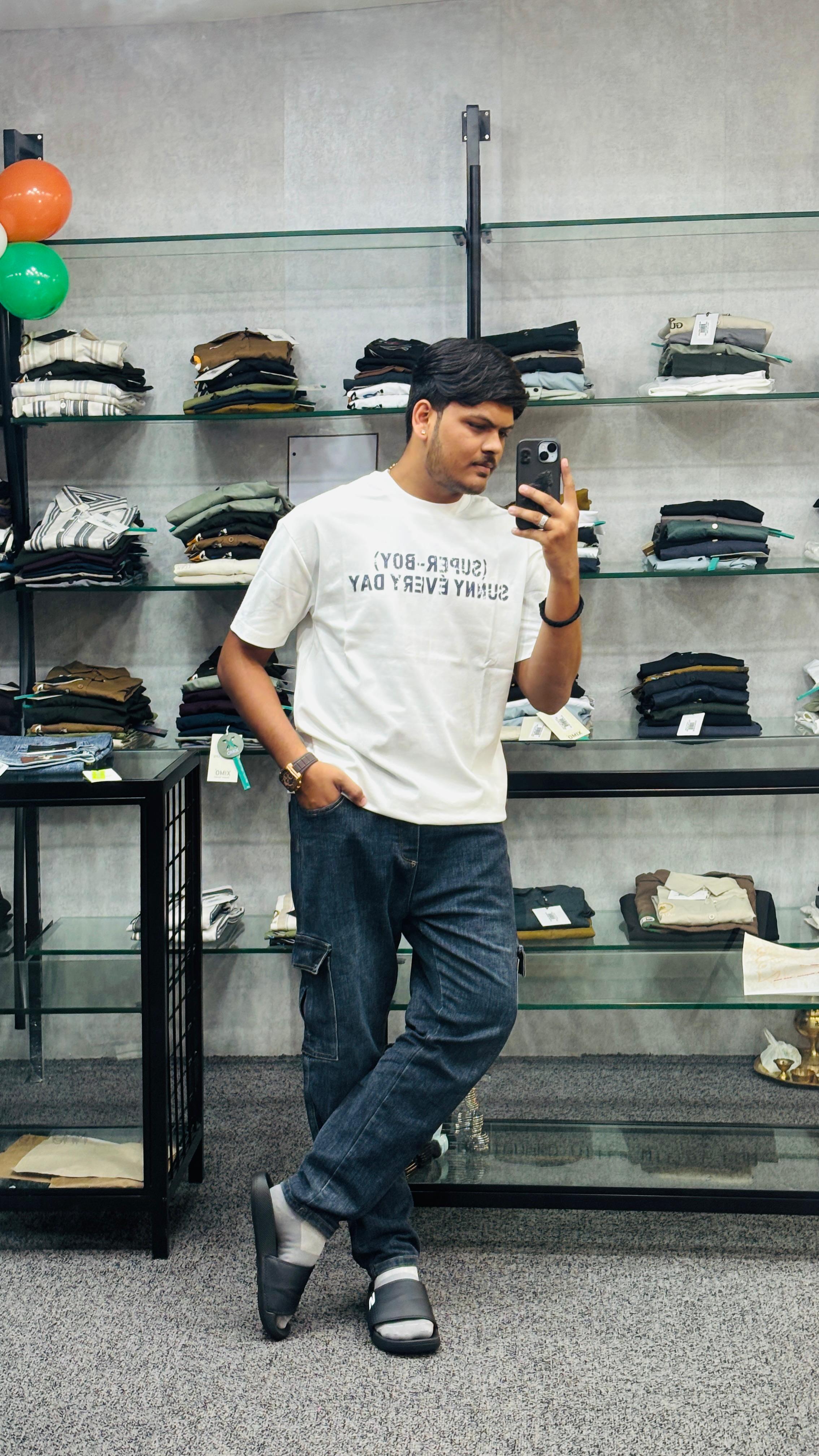 Zellee Imported Oversize Back Printed T-shirt For Mens And Boys (White)