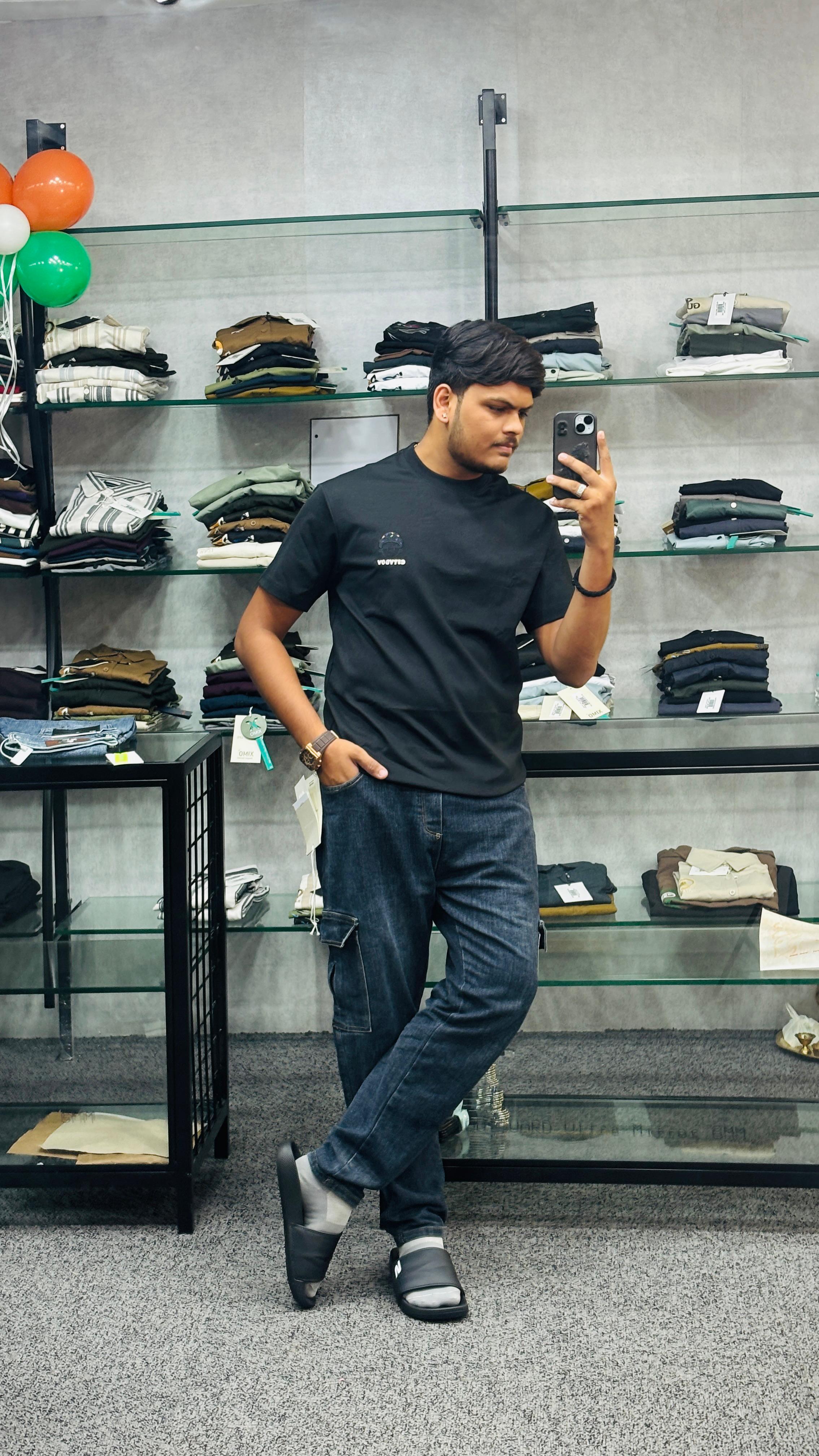 Zellee Imported Oversize Back Printed T-shirt For Mens And Boys (Black)