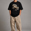 Zellee Premium Oversized Black T-Shirt for Men | Golden Horse Embroidery Design | Heavyweight Cotton Streetwear