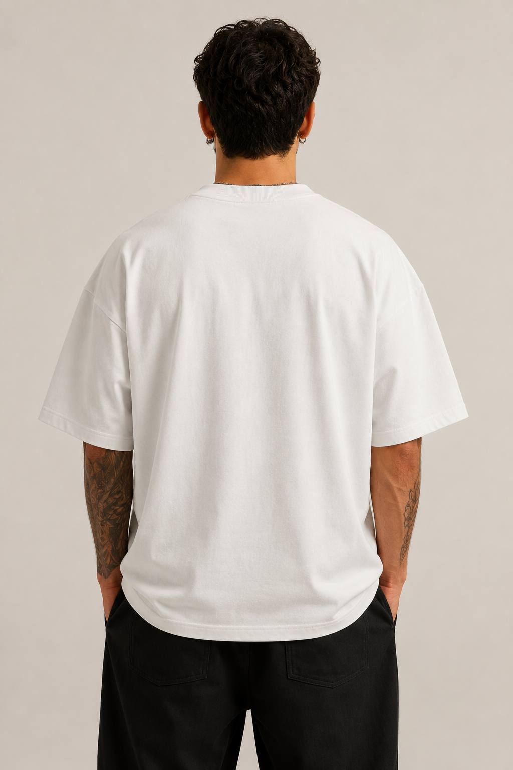 Zellee Premium Green-Eyed Wolf Embroidered Oversized White T-Shirt