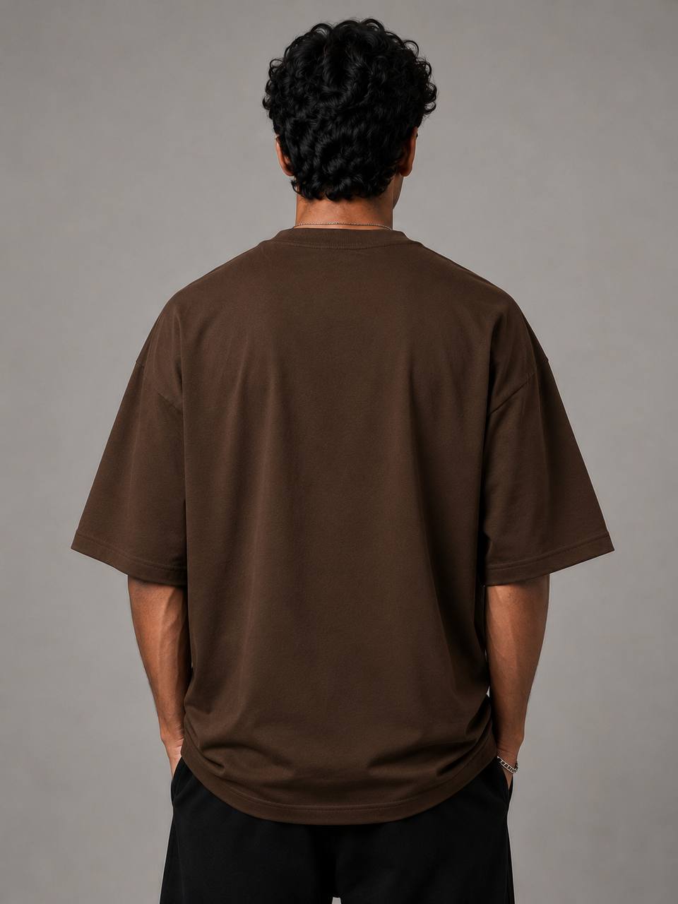 Zellee Premium Oversized Brown Embroidered T-Shirt | Jai Shree Ram Lord Hanuman Design | Streetwear Cotton Tee for Men