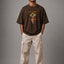 Zellee Premium Oversized Brown Embroidered T-Shirt | Jai Shree Ram Lord Hanuman Design | Streetwear Cotton Tee for Men