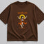 Zellee Premium Oversized Brown Embroidered T-Shirt | Jai Shree Ram Lord Hanuman Design | Streetwear Cotton Tee for Men