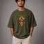 Zellee Premium Oversized Brown Embroidered T-Shirt | Jai Shree Ram Lord Hanuman Design | Streetwear Cotton Tee for Men