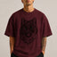 Zellee Premium Green-Eyed Wolf Embroidered Oversized White T-Shirt