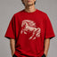 Zellee Premium Oversized Whie T-Shirt for Men | Golden Horse Embroidery Design | Heavyweight Cotton Streetwear