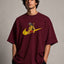 Zellee Premium Maroon Oversized T-Shirt | Bajrangi Hanuman Embroidery Design | Heavyweight Cotton Streetwear