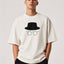 Zellee Minimalist Heisenberg Embroidered Oversized T-Shirt - Olive White