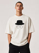 Zellee Minimalist Heisenberg Embroidered Oversized T-Shirt - Olive White