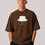 Zellee Minimalist Heisenberg Embroidered Oversized T-Shirt - Olive White