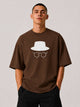 Zellee Minimalist Heisenberg Embroidered Oversized T-Shirt - Olive White