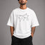 Zellee Men's White Oversized T-Shirt with Embroidered World Map