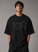 Zellee Men's White Oversized T-Shirt with Embroidered World Map