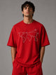 Zellee Men's White Oversized T-Shirt with Embroidered World Map