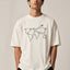 Zellee Men's White Oversized T-Shirt with Embroidered World Map