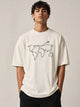 Zellee Men's White Oversized T-Shirt with Embroidered World Map